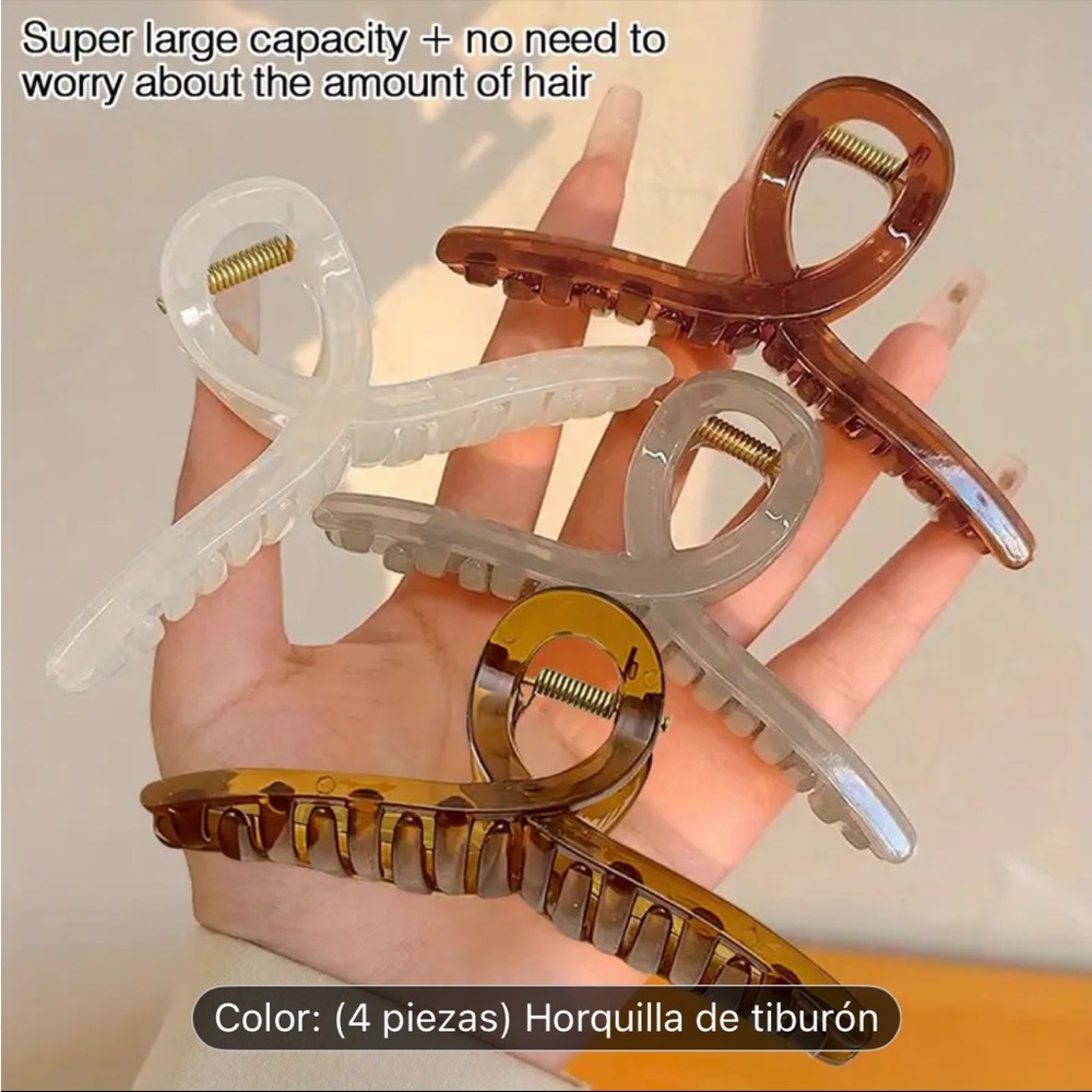 Brown and Cream Hair Claw Clip Set